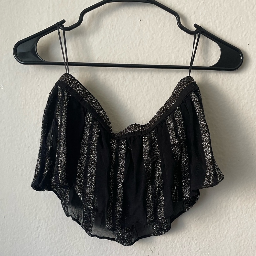 FREE PEOPLE “Carmen Lurex” Metallic Stripe Set in “Black/Gold” Print - Picture 4 of 15
